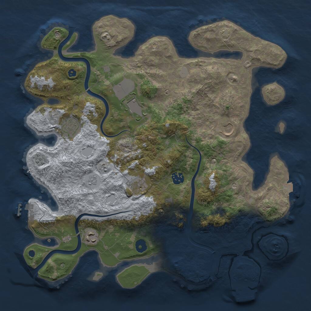 Rust Map: Procedural Map, Size: 3800, Seed: 2038921430, 13 Monuments
