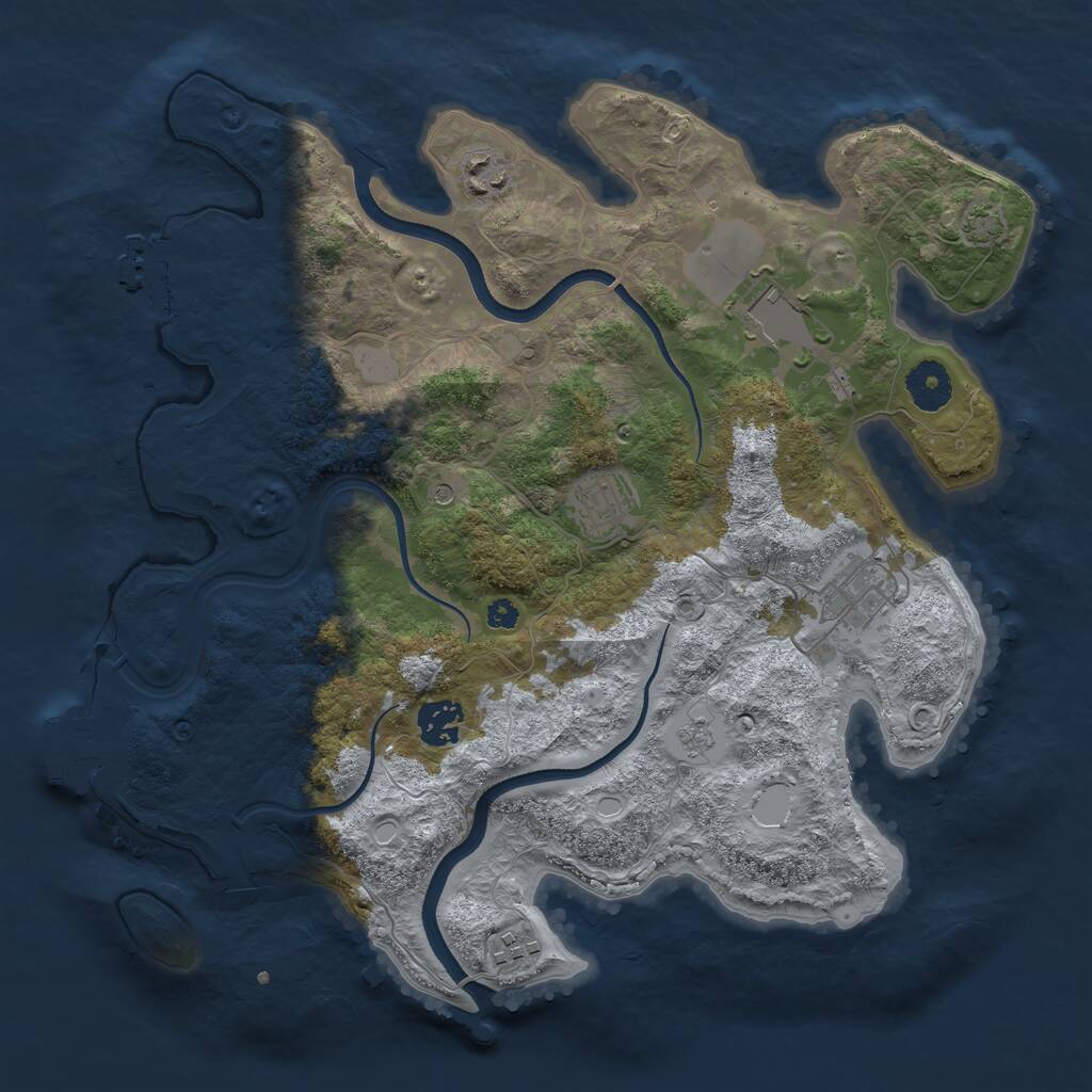 Rust Map: Procedural Map, Size: 3500, Seed: 70452923, 12 Monuments