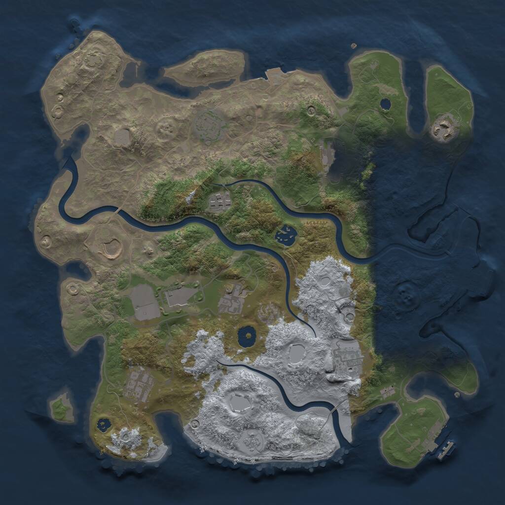 Rust Map: Procedural Map, Size: 3700, Seed: 287507807, 16 Monuments