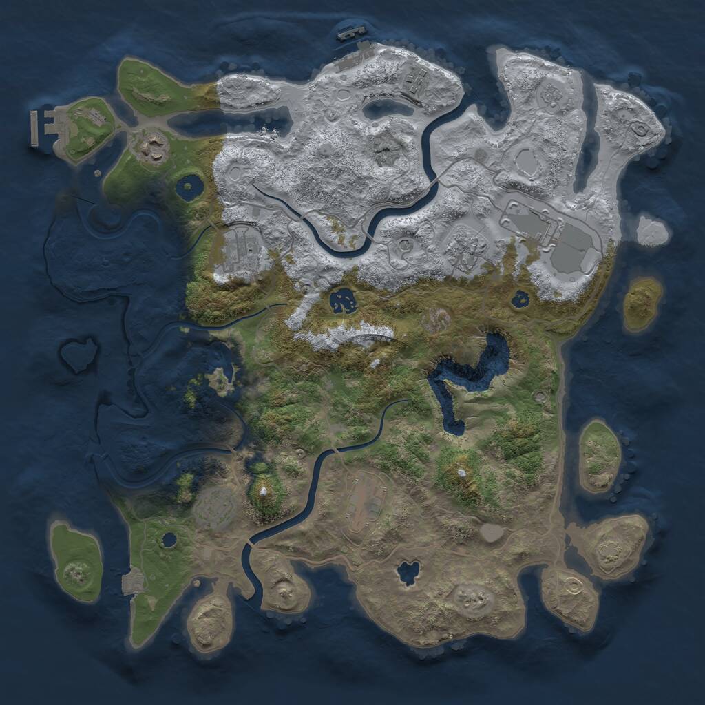 Rust Map: Procedural Map, Size: 4000, Seed: 329744394, 14 Monuments