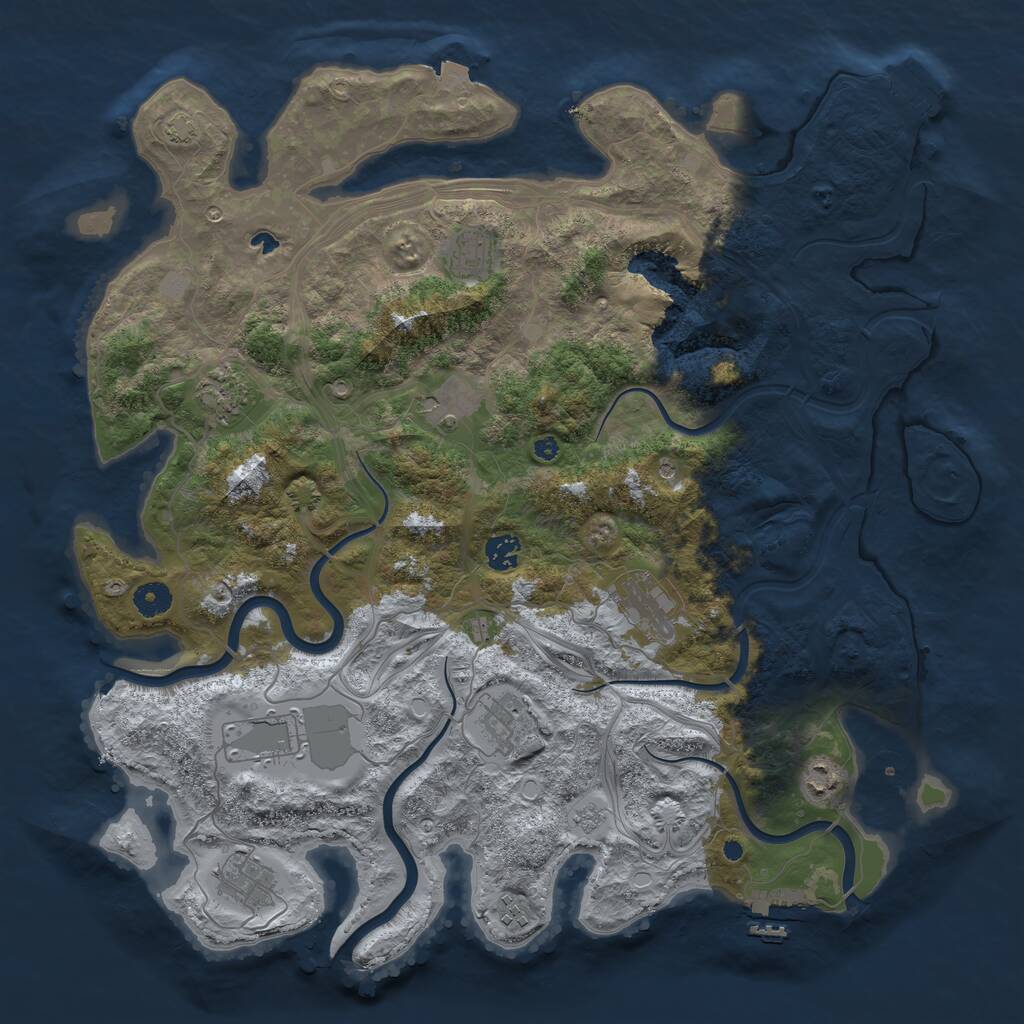 Rust Map: Procedural Map, Size: 4250, Seed: 1110370687, 16 Monuments