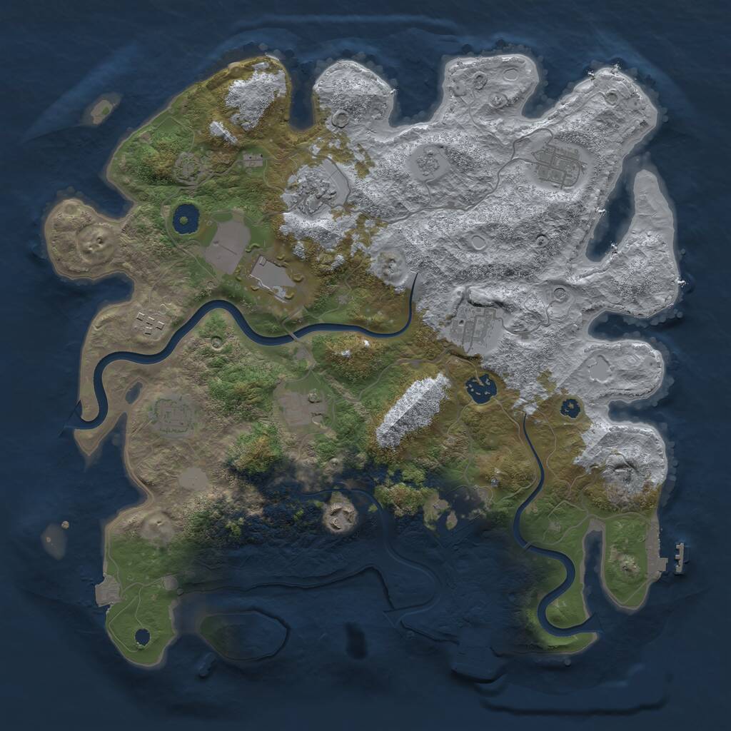 Rust Map: Procedural Map, Size: 3800, Seed: 1090352095, 16 Monuments