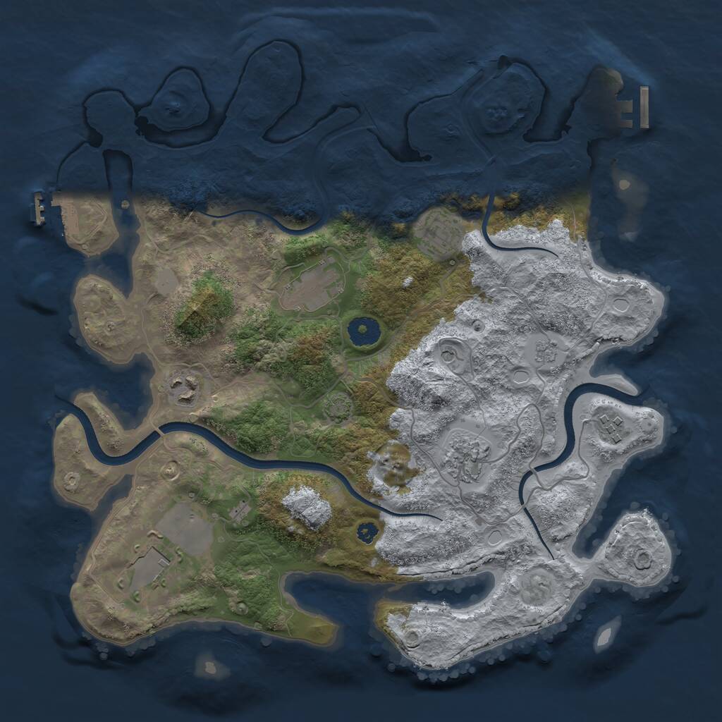 Rust Map: Procedural Map, Size: 3500, Seed: 19977661, 12 Monuments