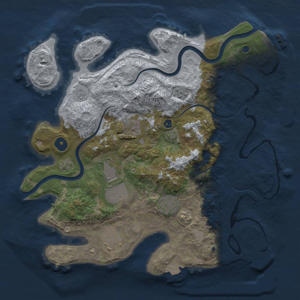 Rust Map: Procedural Map, Size: 3500, Seed: 2322, 11 Monuments