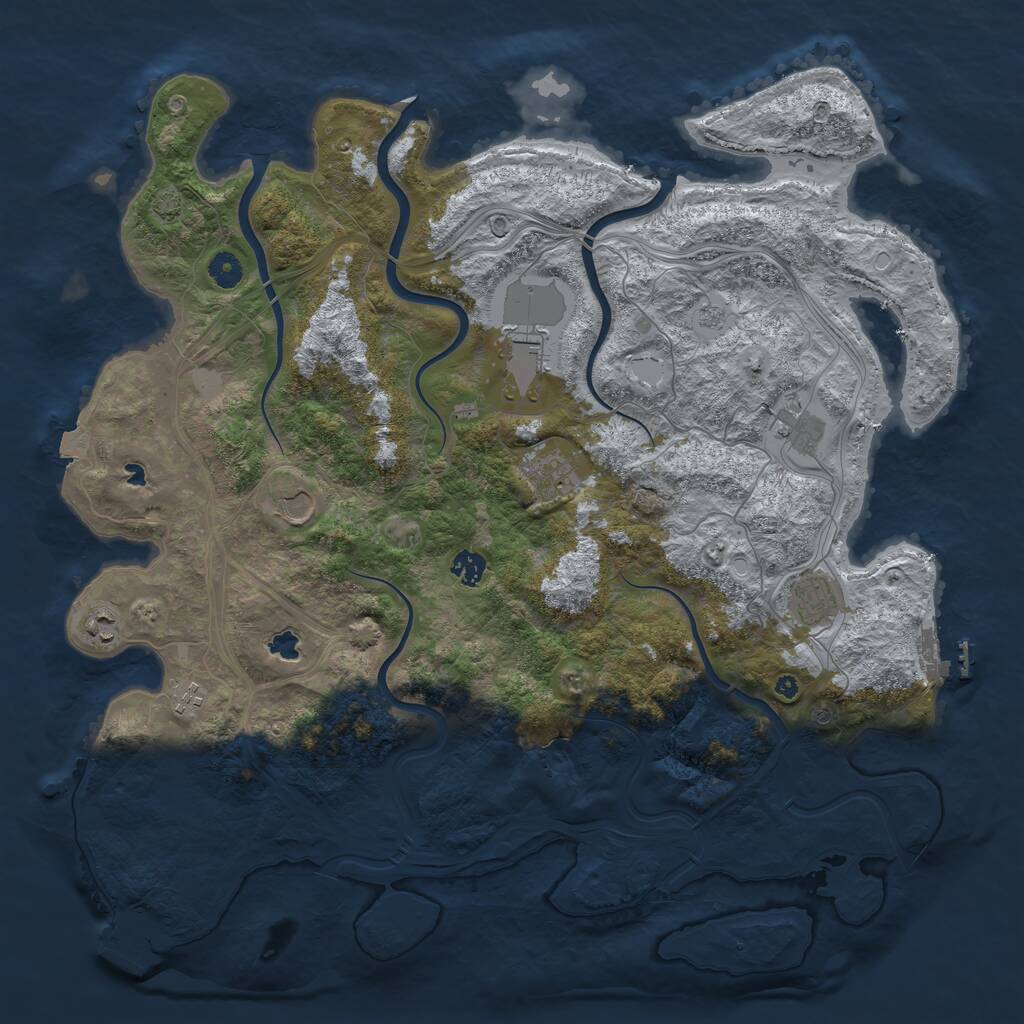 Rust Map: Procedural Map, Size: 4500, Seed: 456734, 14 Monuments