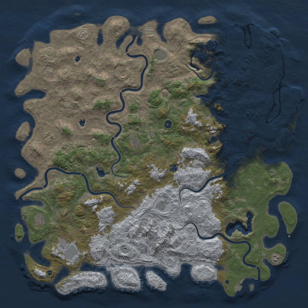 Rust Map: Procedural Map, Size: 6000, Seed: 1722500136, 17 Monuments