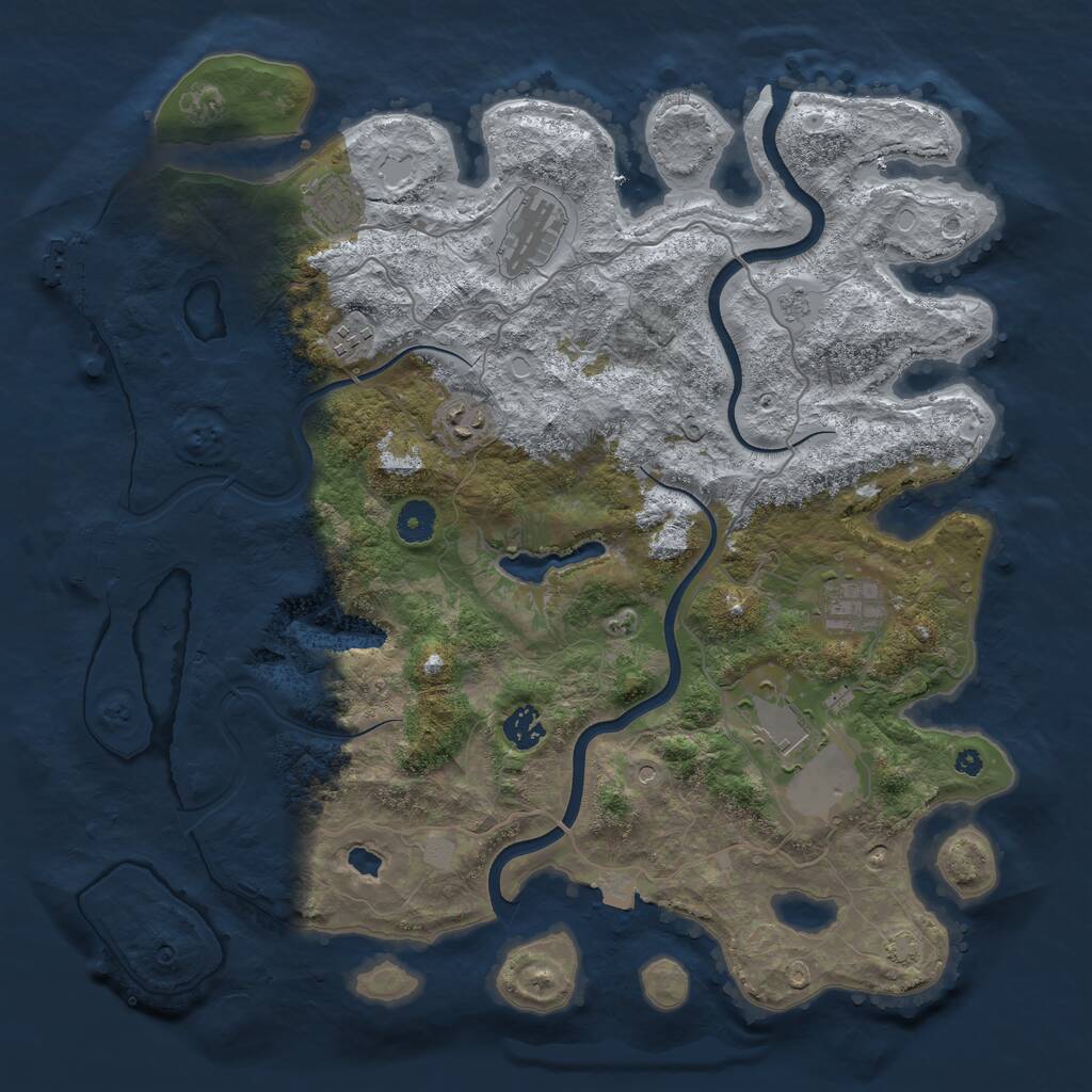 Rust Map: Procedural Map, Size: 4000, Seed: 74315497, 13 Monuments