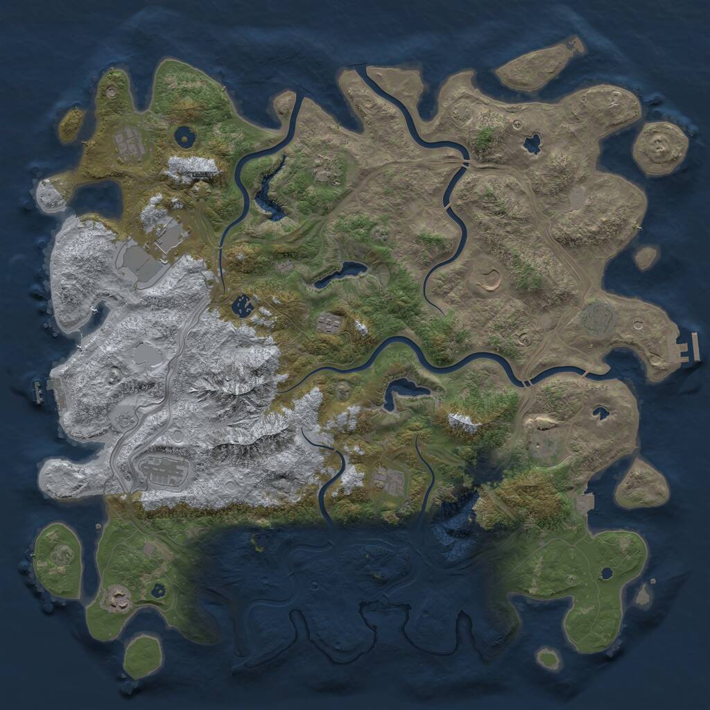 Rust Map: Procedural Map, Size: 5000, Seed: 33739137, 17 Monuments