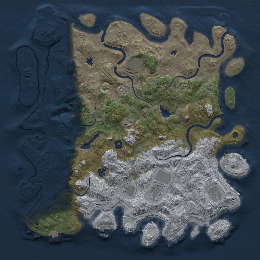 Rust Map: Procedural Map, Size: 4500, Seed: 988000281, 13 Monuments