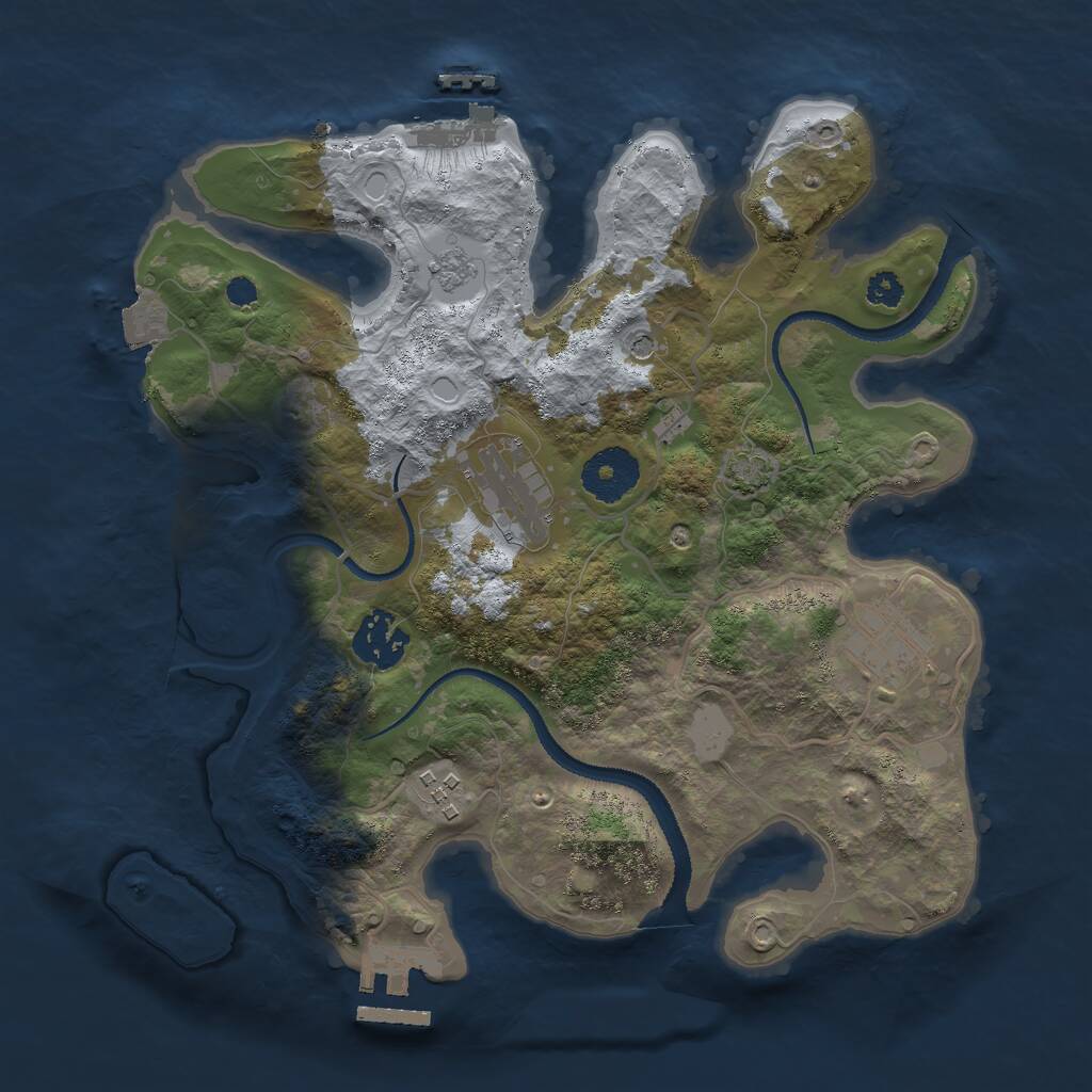 Rust Map: Procedural Map, Size: 3000, Seed: 1914341794, 10 Monuments
