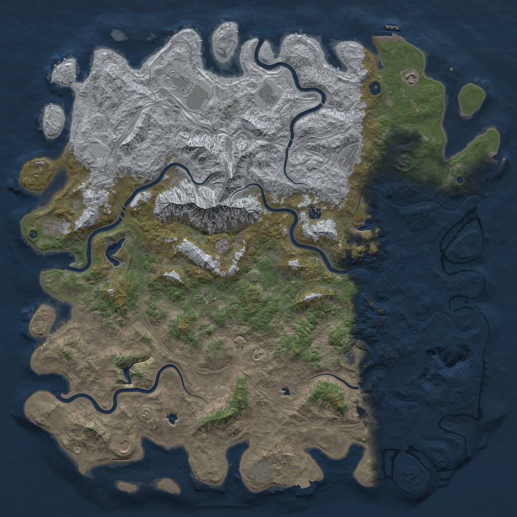 Rust Map: Procedural Map, Size: 6000, Seed: 96369467, 17 Monuments
