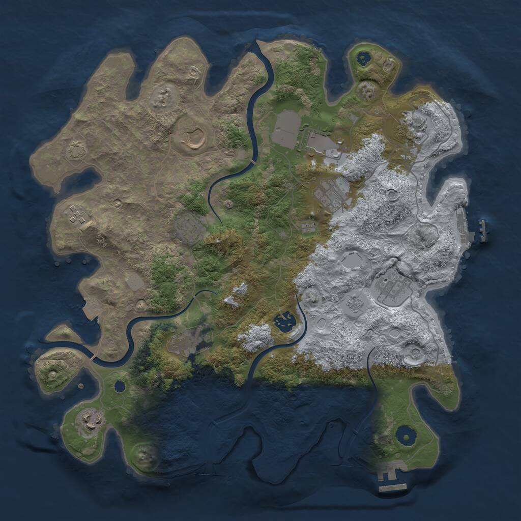 Rust Map: Procedural Map, Size: 3800, Seed: 304699648, 16 Monuments
