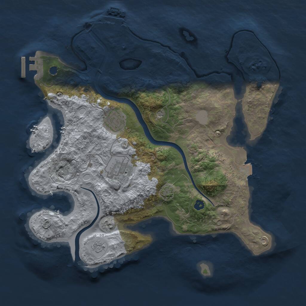 Rust Map: Procedural Map, Size: 3000, Seed: 748596, 8 Monuments