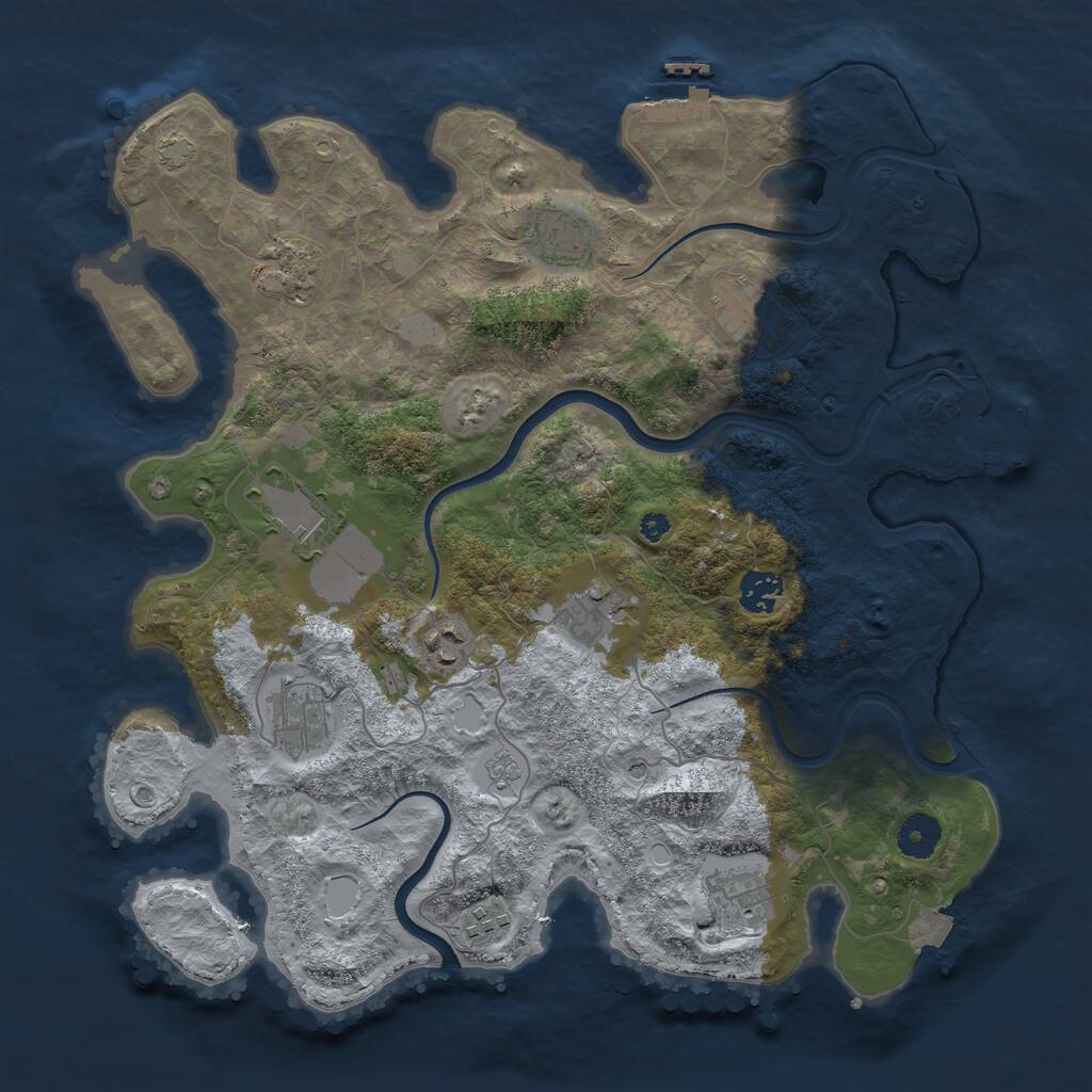 Rust Map: Procedural Map, Size: 3750, Seed: 2003117551, 16 Monuments