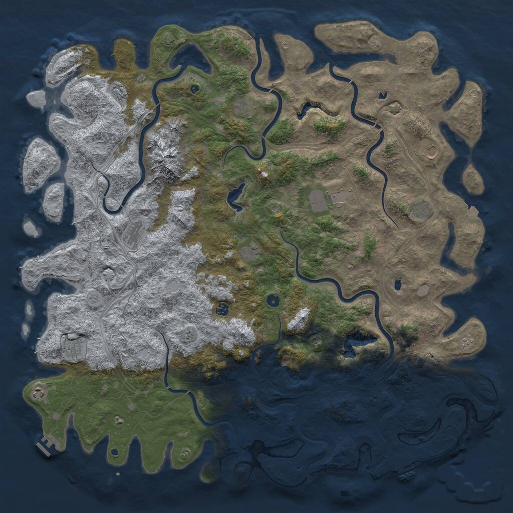 Rust Map: Procedural Map, Size: 6000, Seed: 464610973, 17 Monuments
