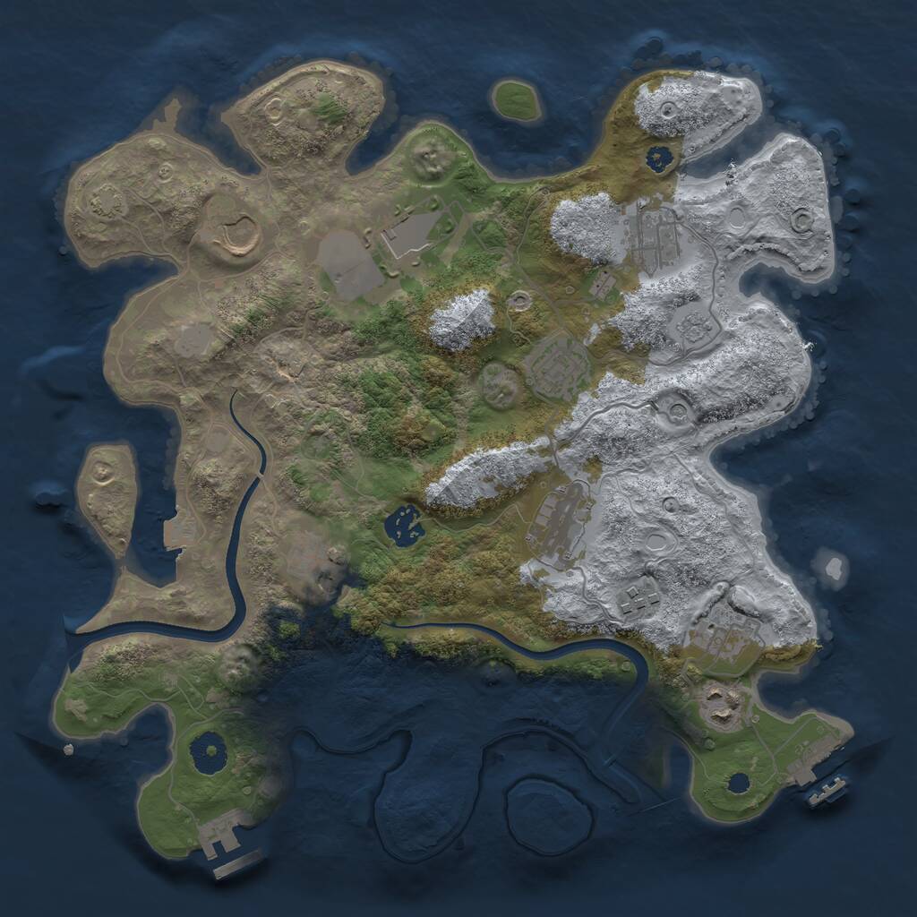 Rust Map: Procedural Map, Size: 3500, Seed: 1344381354, 16 Monuments
