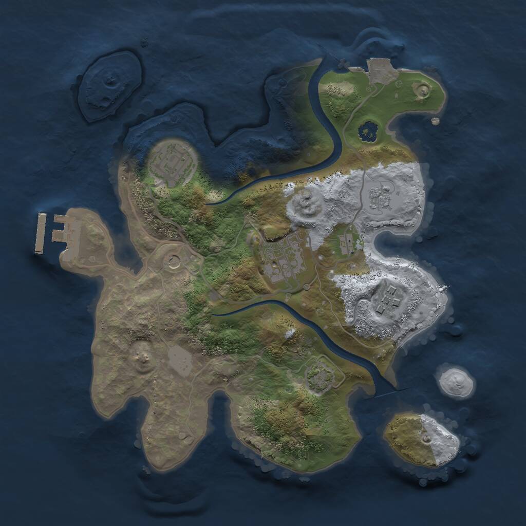 Rust Map: Procedural Map, Size: 2600, Seed: 1392004447, 8 Monuments