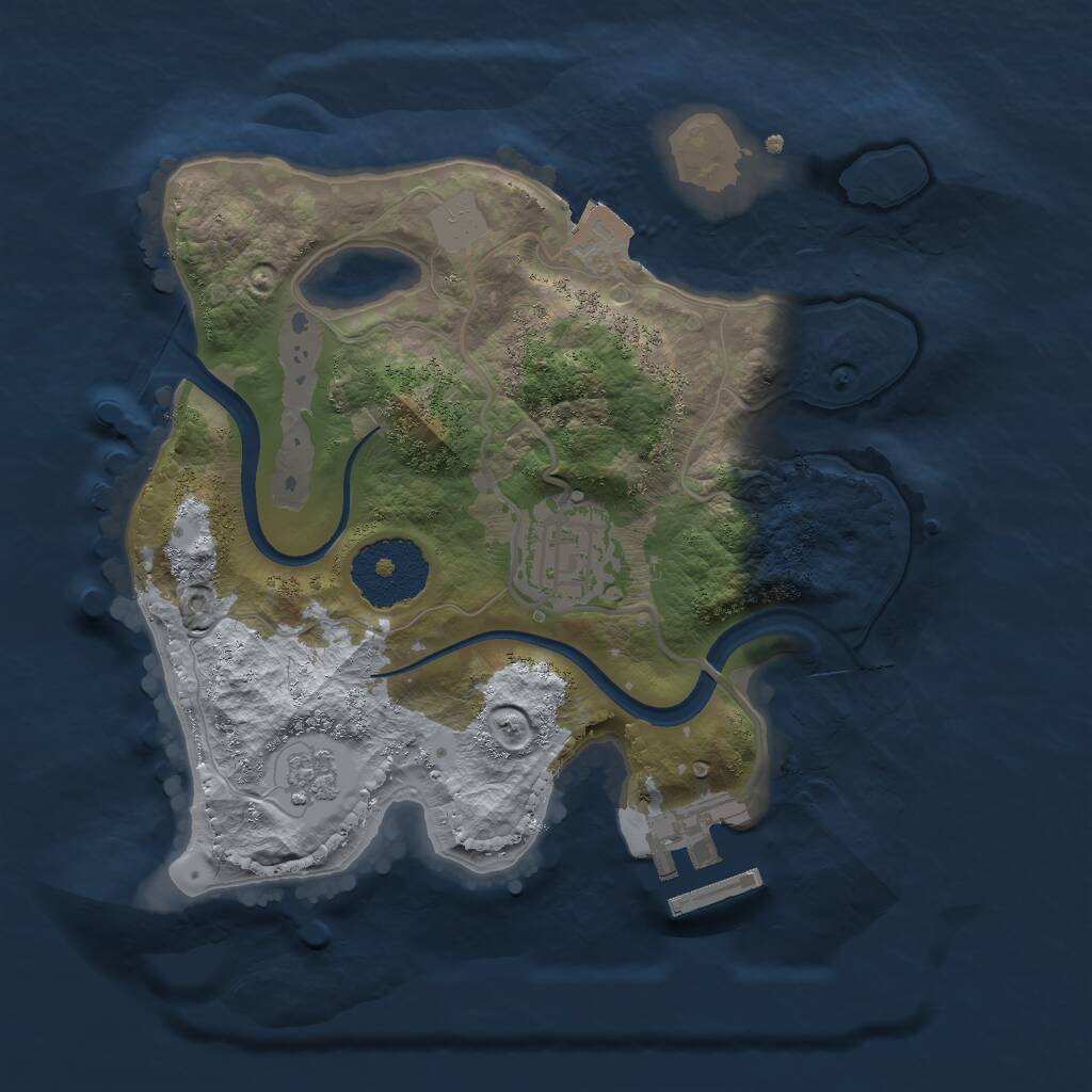 Rust Map: Procedural Map, Size: 2300, Seed: 1230123091, 4 Monuments