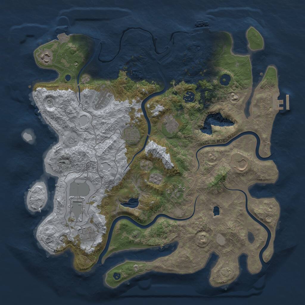 Rust Map: Procedural Map, Size: 4050, Seed: 1350613915, 16 Monuments
