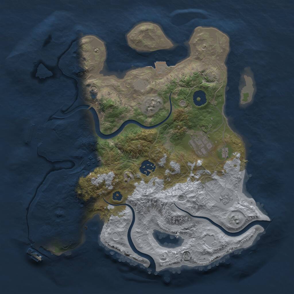 Rust Map: Procedural Map, Size: 3000, Seed: 55644, 9 Monuments
