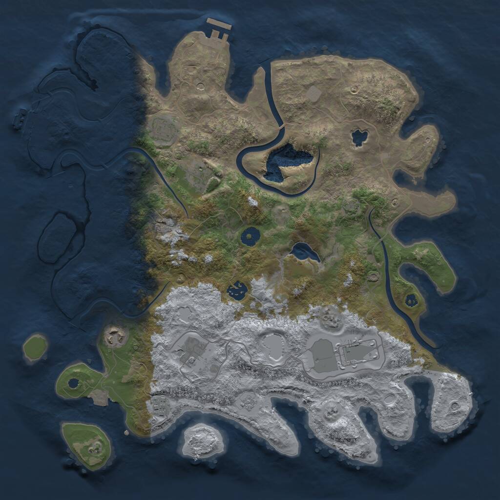 Rust Map: Procedural Map, Size: 4000, Seed: 271325293, 13 Monuments
