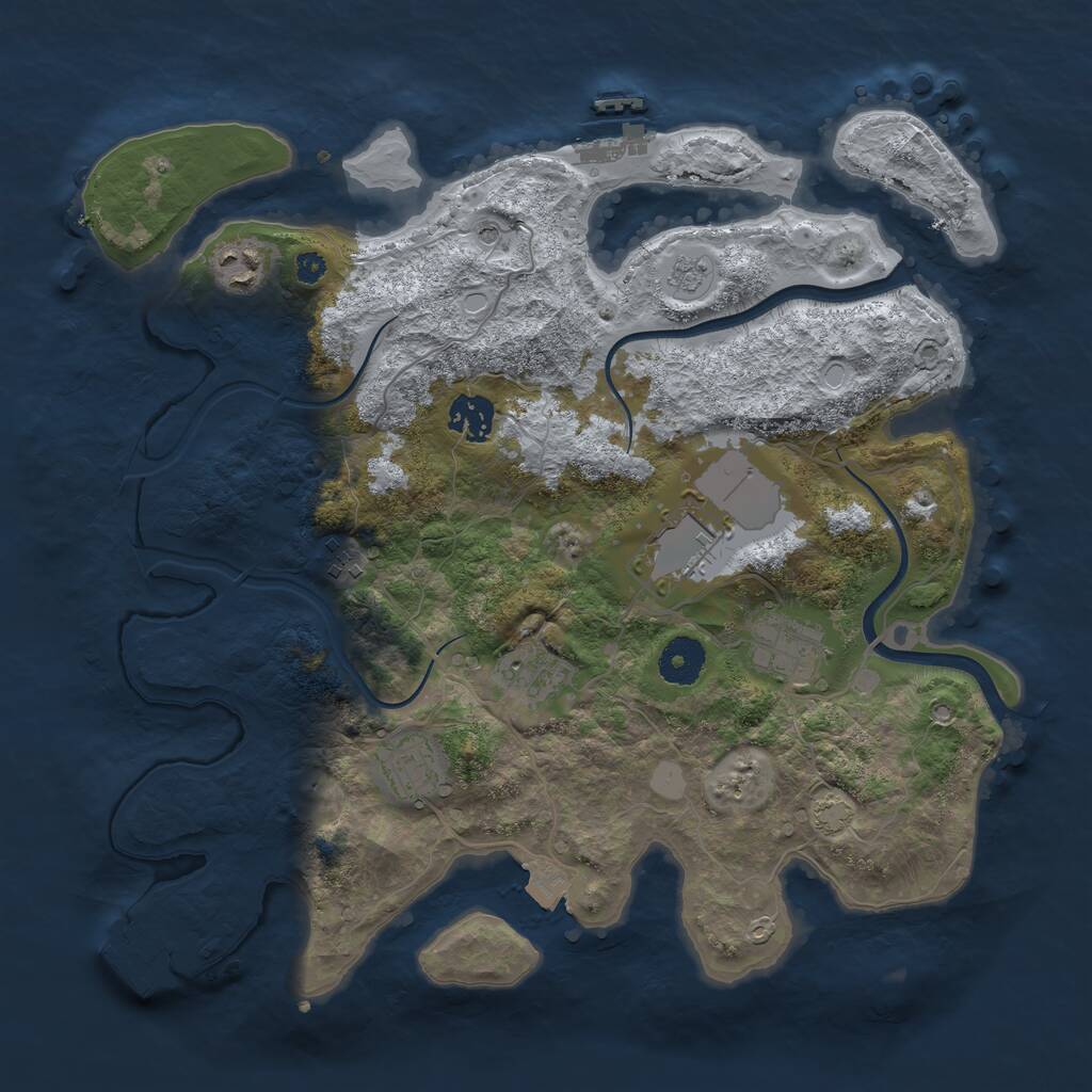 Rust Map: Procedural Map, Size: 3500, Seed: 44875233, 13 Monuments