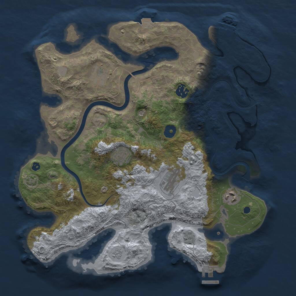 Rust Map: Procedural Map, Size: 3500, Seed: 2120303653, 12 Monuments