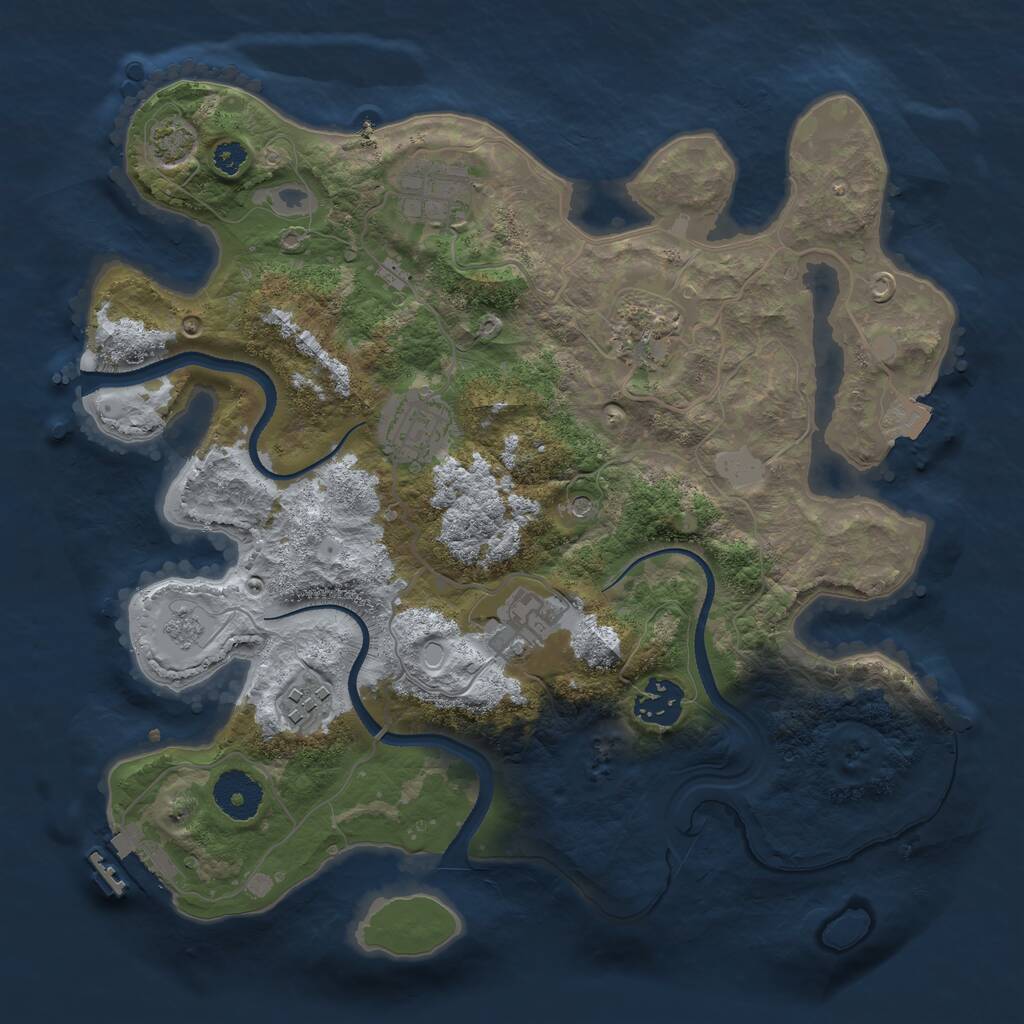 Rust Map: Procedural Map, Size: 3200, Seed: 637245543, 11 Monuments