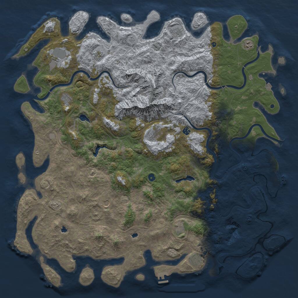 Rust Map: Procedural Map, Size: 6000, Seed: 173889729, 17 Monuments