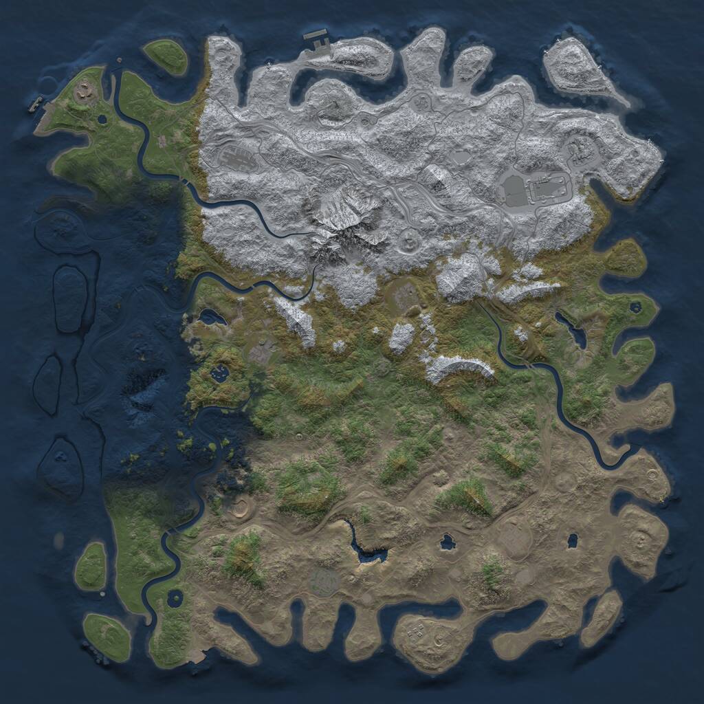 Rust Map: Procedural Map, Size: 6000, Seed: 2129940592, 17 Monuments