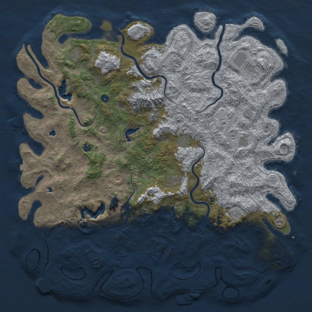 Rust Map: Procedural Map, Size: 6000, Seed: 528965357, 17 Monuments
