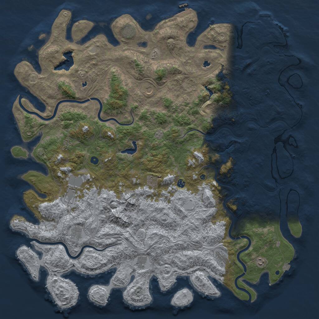Rust Map: Procedural Map, Size: 6000, Seed: 1050264368, 17 Monuments