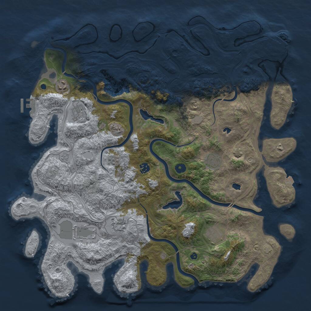 Rust Map: Procedural Map, Size: 4500, Seed: 32390198, 14 Monuments