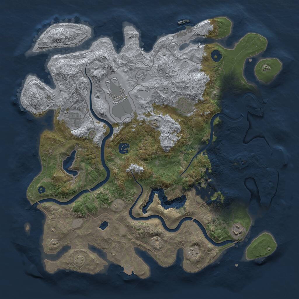 Rust Map: Procedural Map, Size: 4000, Seed: 609867591, 13 Monuments