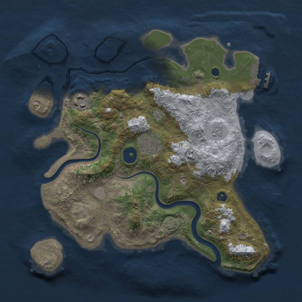 Rust Map: Procedural Map, Size: 3000, Seed: 7162495, 7 Monuments