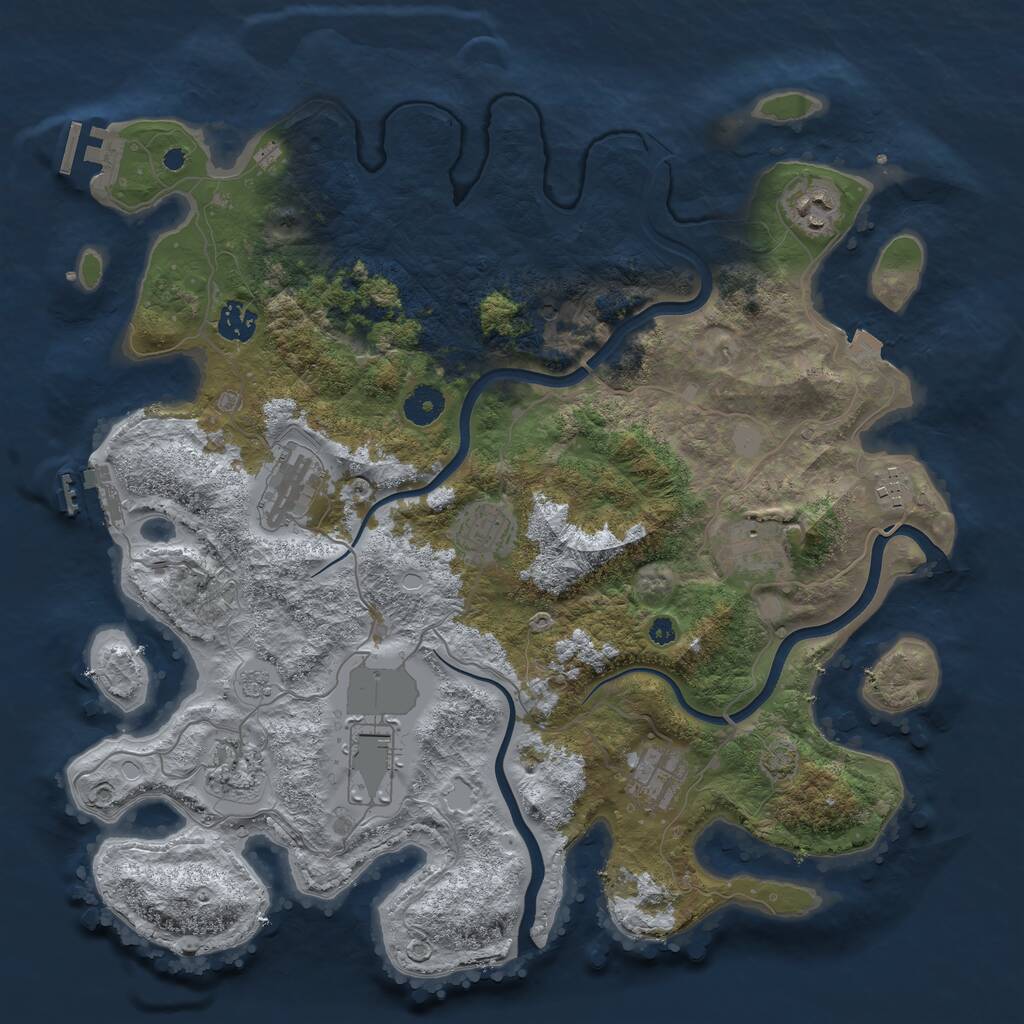 Rust Map: Procedural Map, Size: 3900, Seed: 2108864508, 15 Monuments