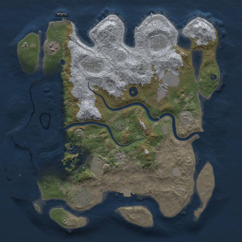 Rust Map: Procedural Map, Size: 3750, Seed: 1418667159, 14 Monuments