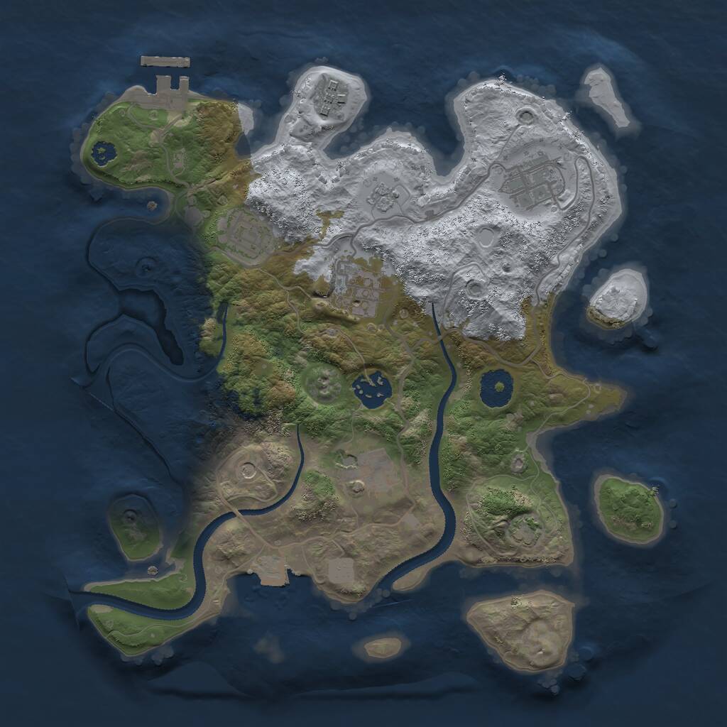 Rust Map: Procedural Map, Size: 3000, Seed: 992833633, 11 Monuments