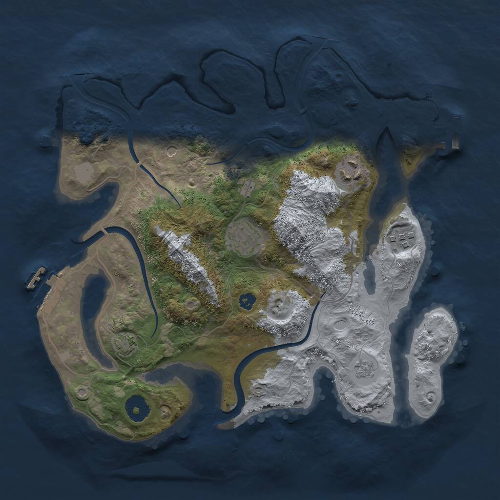 Rust Map: Procedural Map, Size: 3000, Seed: 667539296, 9 Monuments