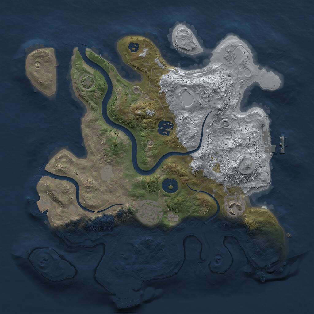 Rust Map: Procedural Map, Size: 3000, Seed: 2076209019, 8 Monuments
