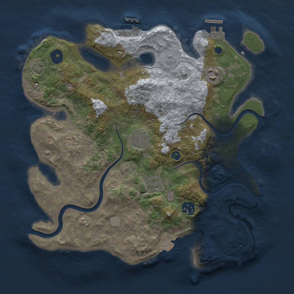 Rust Map: Procedural Map, Size: 3300, Seed: 1417604505, 11 Monuments