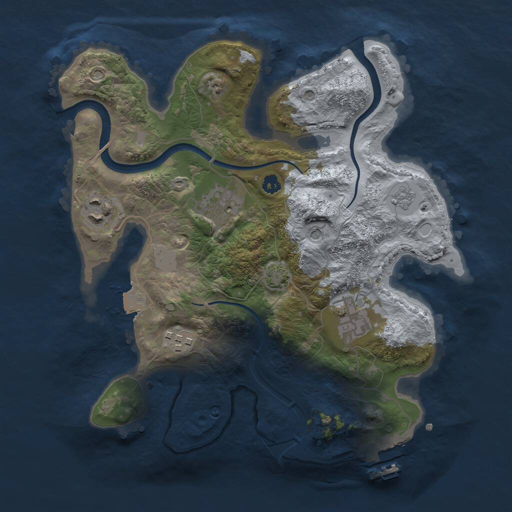 Rust Map: Procedural Map, Size: 2750, Seed: 980453, 9 Monuments