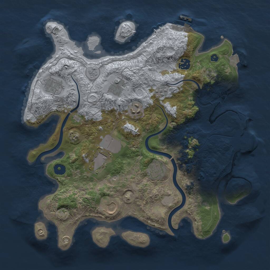 Rust Map: Procedural Map, Size: 3500, Seed: 573570214, 14 Monuments