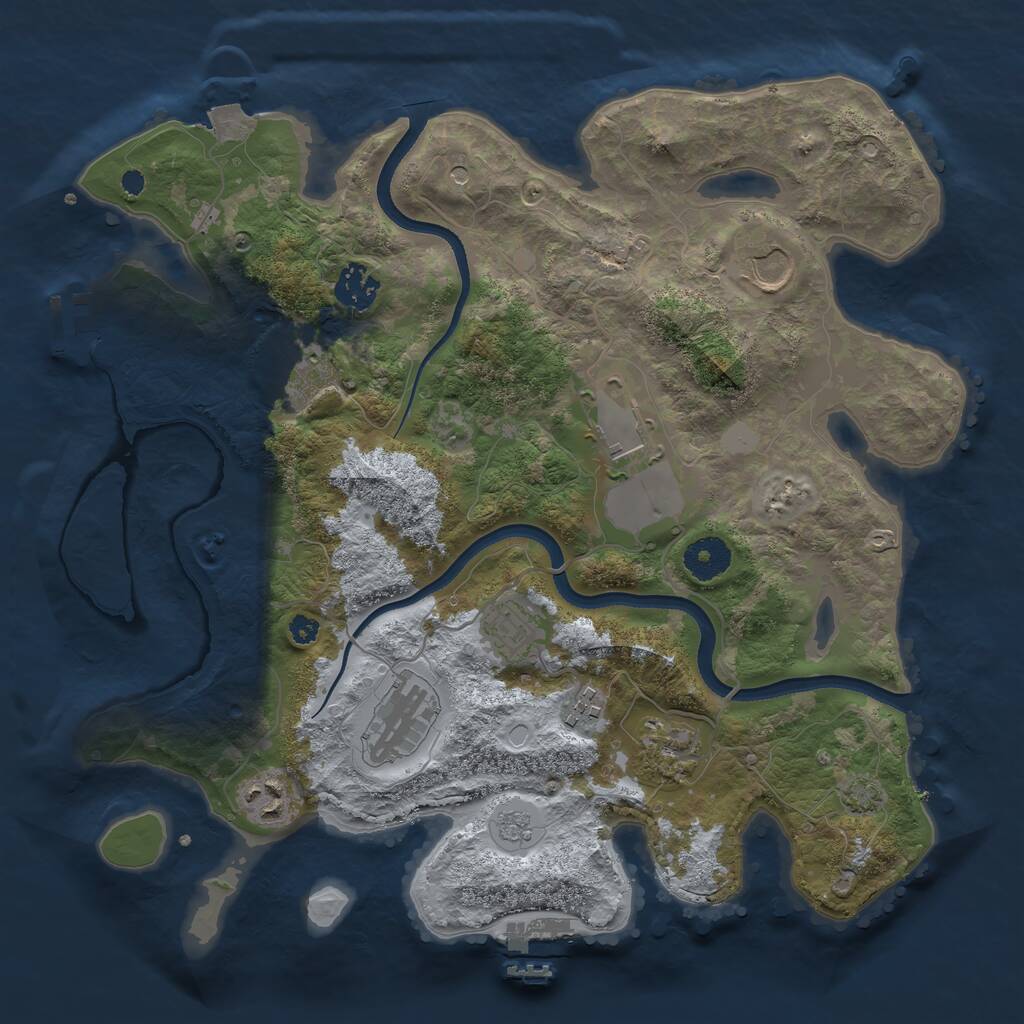 Rust Map: Procedural Map, Size: 3500, Seed: 1901705970, 15 Monuments