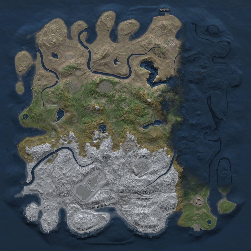Rust Map: Procedural Map, Size: 4500, Seed: 222474933, 13 Monuments