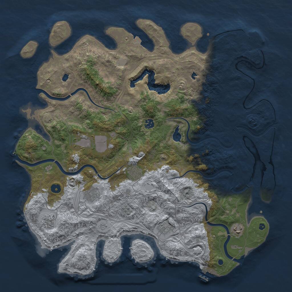 Rust Map: Procedural Map, Size: 4500, Seed: 1308560409, 14 Monuments