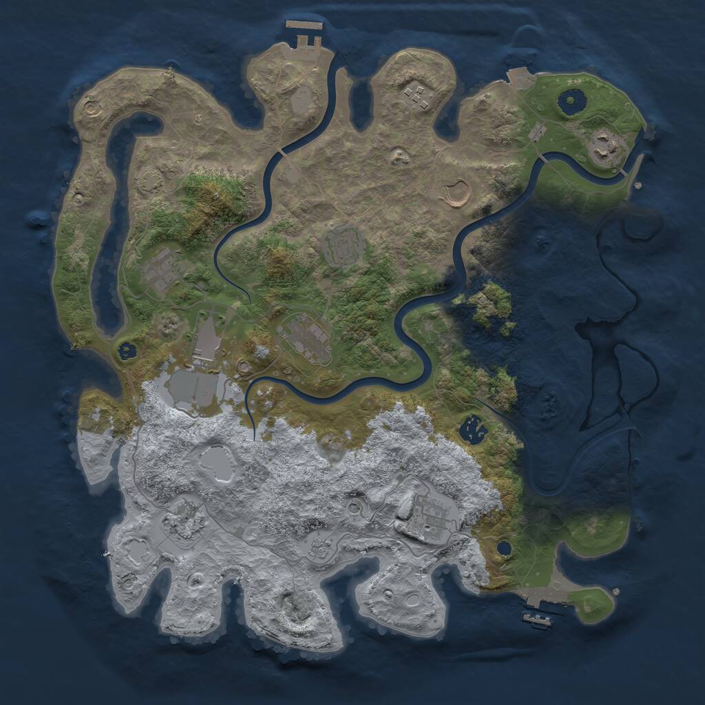 Rust Map: Procedural Map, Size: 3900, Seed: 1259185891, 16 Monuments
