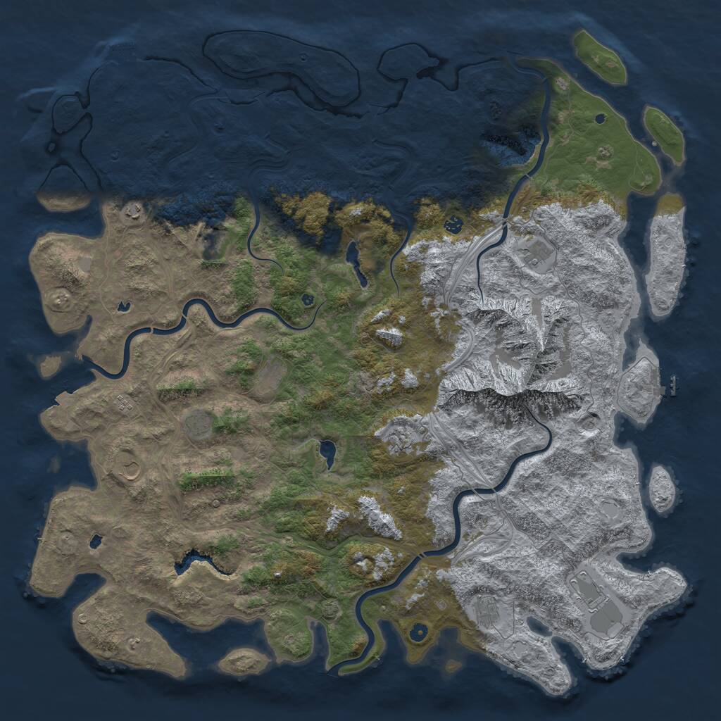 Rust Map: Procedural Map, Size: 6000, Seed: 1924894369, 17 Monuments