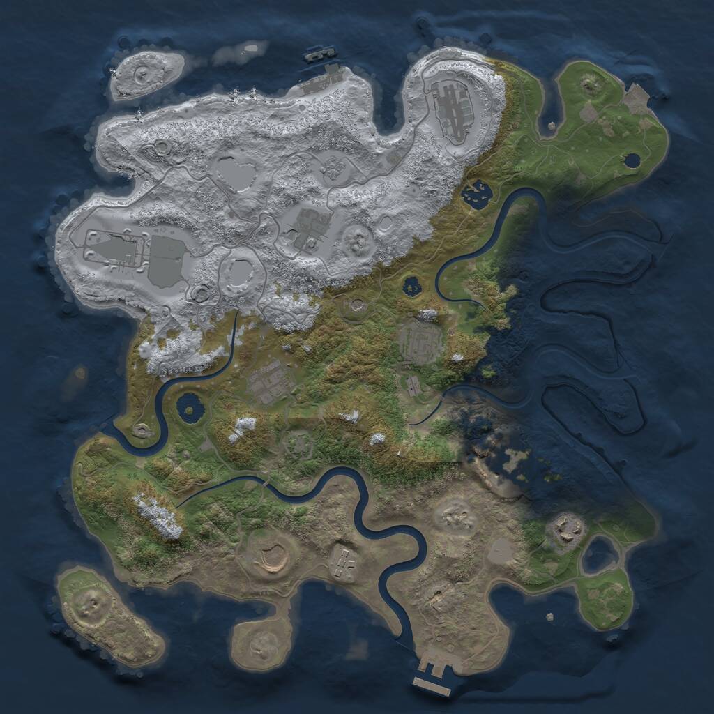 Rust Map: Procedural Map, Size: 3750, Seed: 1026991061, 16 Monuments
