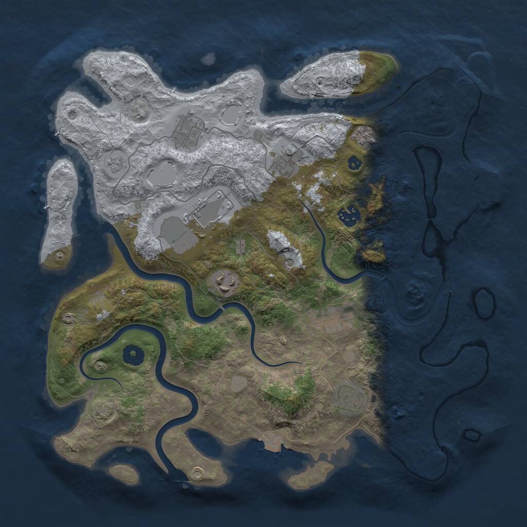 Rust Map: Procedural Map, Size: 3700, Seed: 1118333854, 13 Monuments